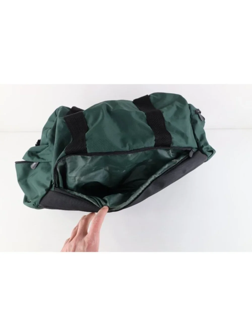 Vtg 90s Nautica Spell Out Sailboat Handled Duffel Weekender Bag Carry On Green